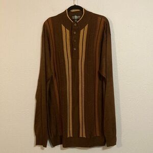 Steve Harvey Celebrity Edition Mens Size 2XTL Brown Grandpa Core Sweater Stripes